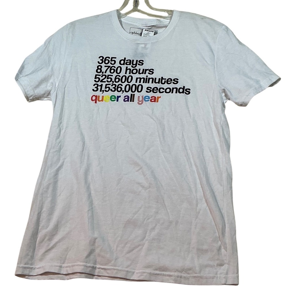The Phluid Project Queer‎ All Year Pride Graphic Tee White Small NWT PHA053F82